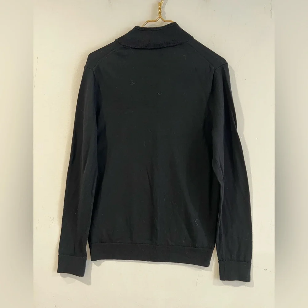 Nordstrom Men's Black 1/4 Zip-Up Sweater 100% merino wool black  M